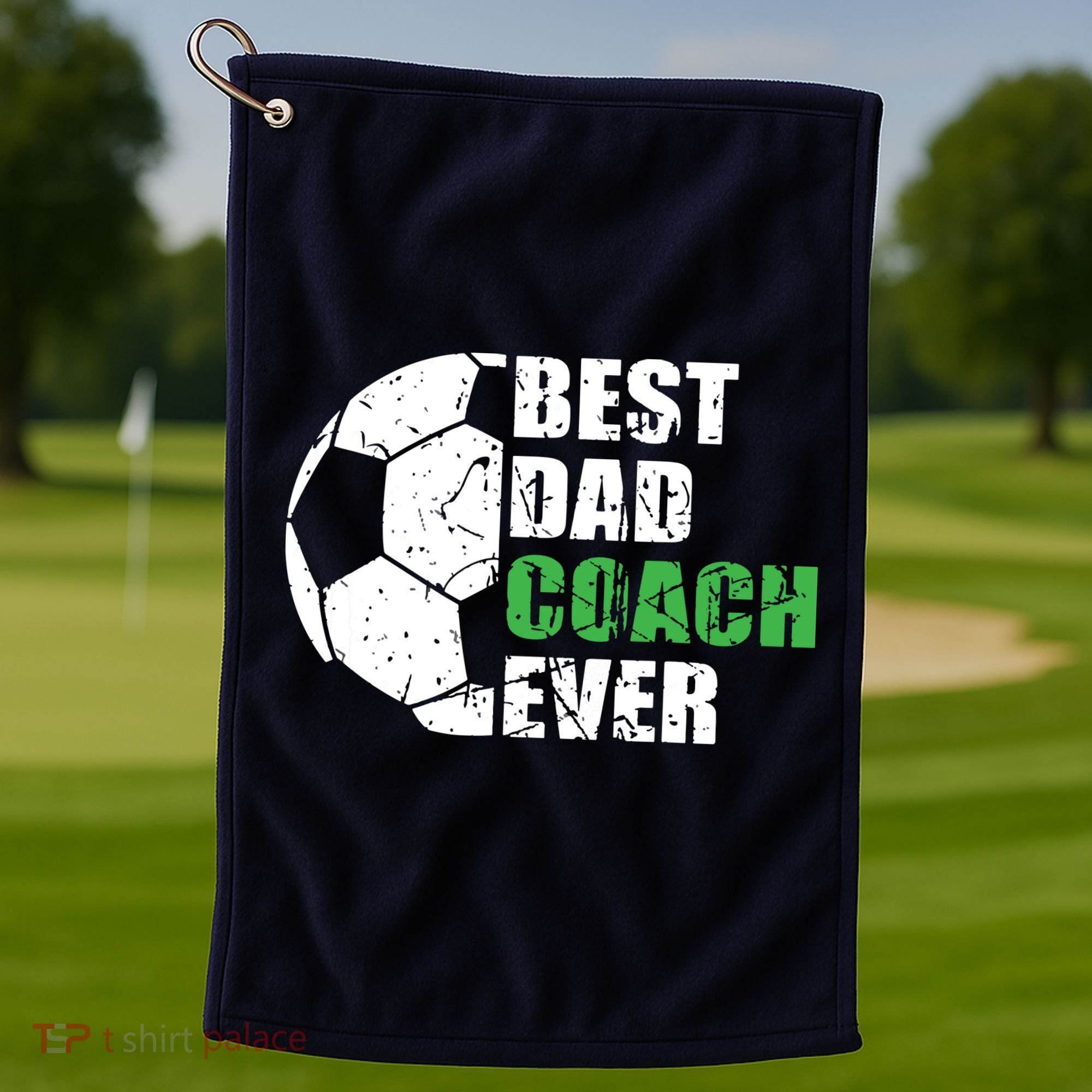 Best Soccer Dad Coach Ever Retro Father Soccer Coach Dad Golf Towel