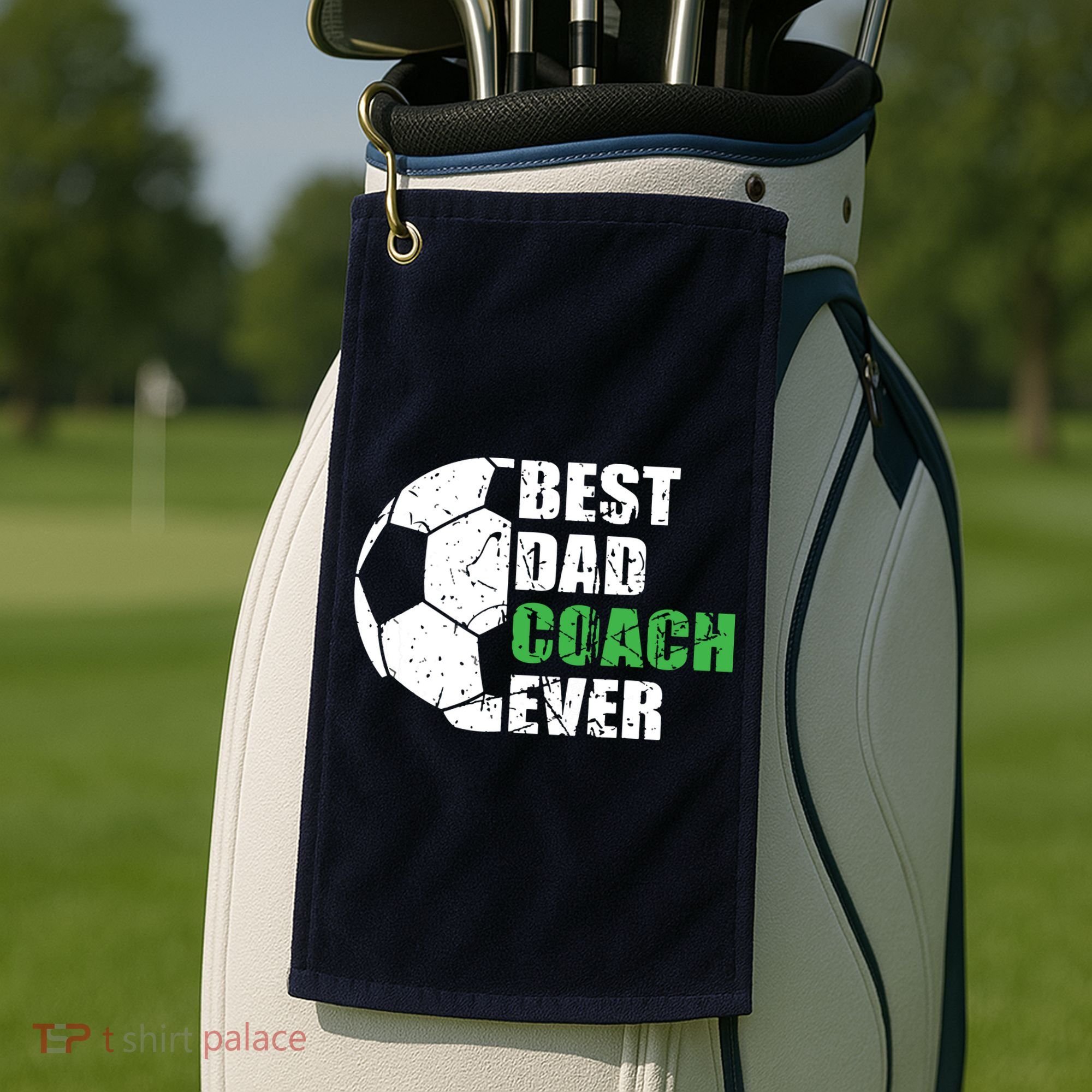 Best Soccer Dad Coach Ever Retro Father Soccer Coach Dad Golf Towel