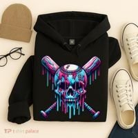Baseball Skull Drip Baseball Drip Baseball Ice Cream Drip Hoodie thumb 4