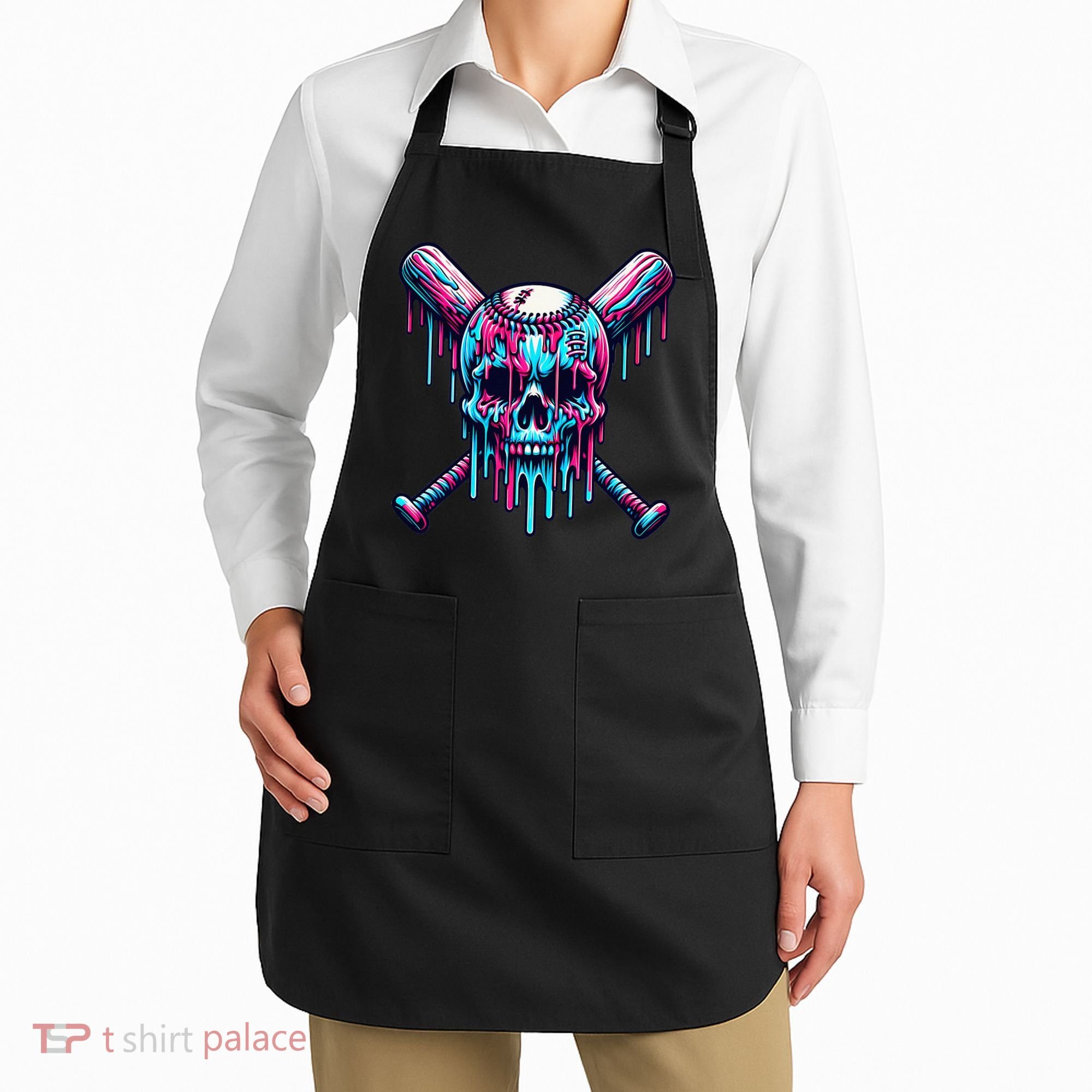 Baseball Skull Drip Baseball Drip Baseball Ice Cream Drip Apron