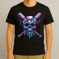 Baseball Skull Drip Baseball Drip Baseball Ice Cream Drip T-Shirt thumb 3
