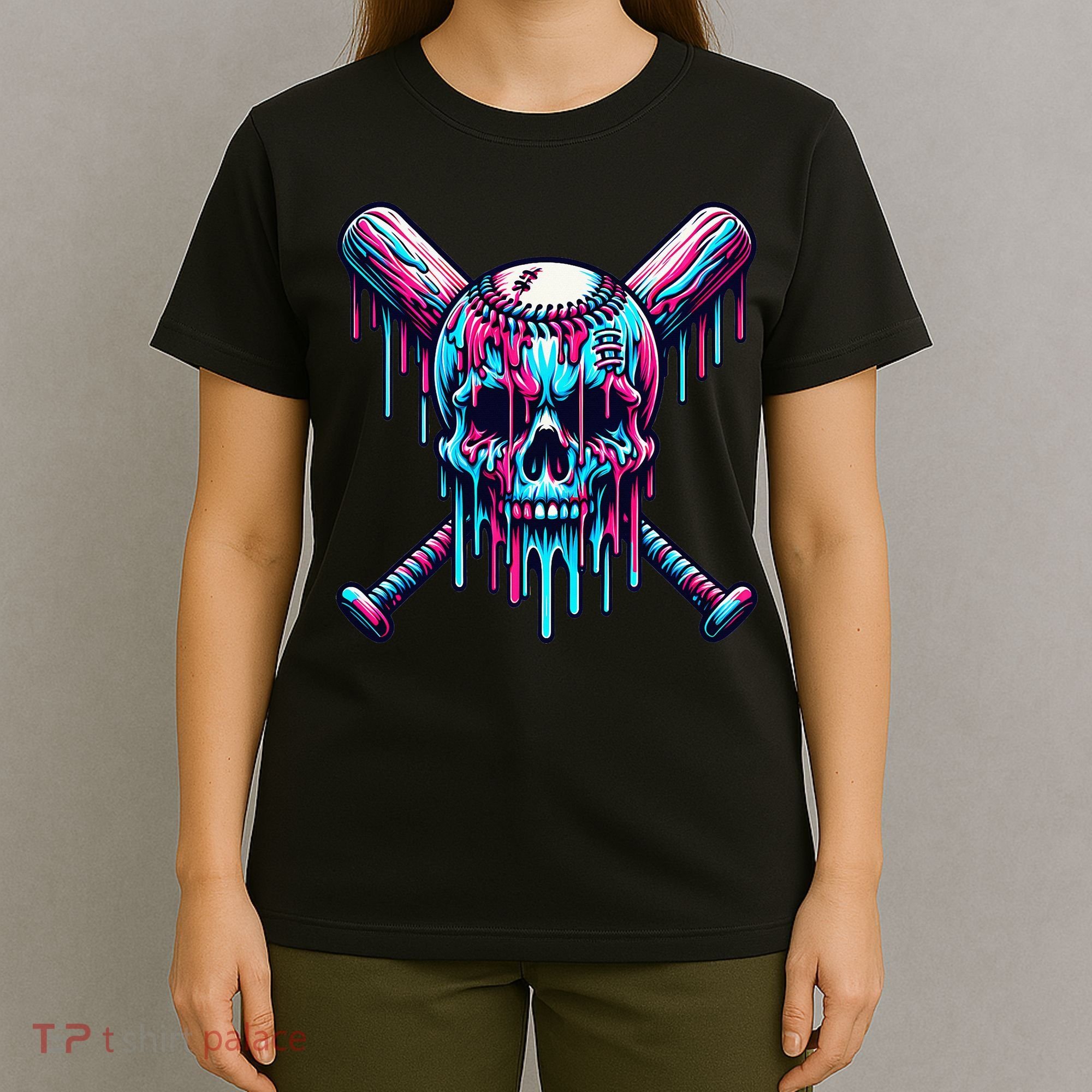 Baseball Skull Drip Baseball Drip Baseball Ice Cream Drip T-Shirt