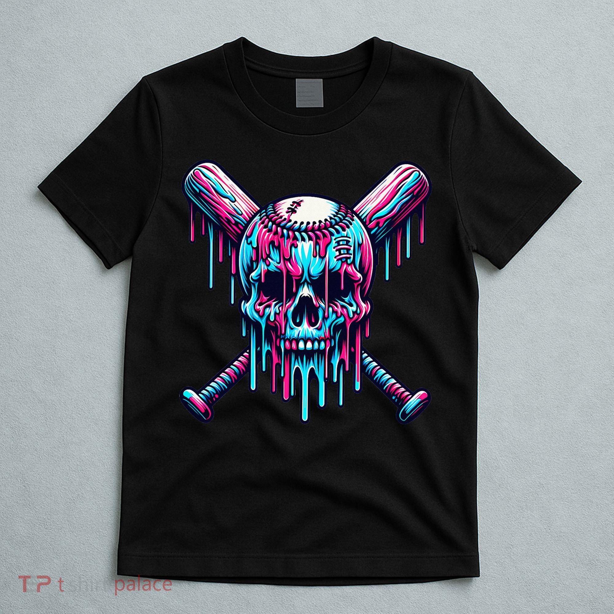 Baseball Skull Drip Baseball Drip Baseball Ice Cream Drip T-Shirt