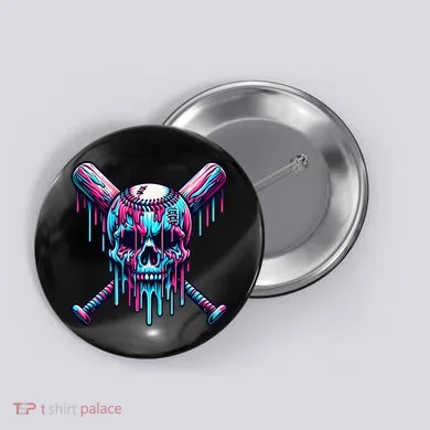 Baseball Skull Drip Baseball Drip Baseball Ice Cream Drip Button
