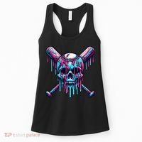 Baseball Skull Drip Baseball Drip Baseball Ice Cream Drip Women's Tank Top thumb 0