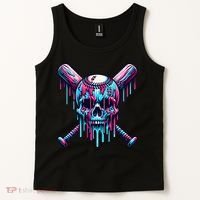 Baseball Skull Drip Baseball Drip Baseball Ice Cream Drip Tank Top thumb 2