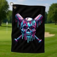 Baseball Skull Drip Baseball Drip Baseball Ice Cream Drip Golf Towel thumb 1