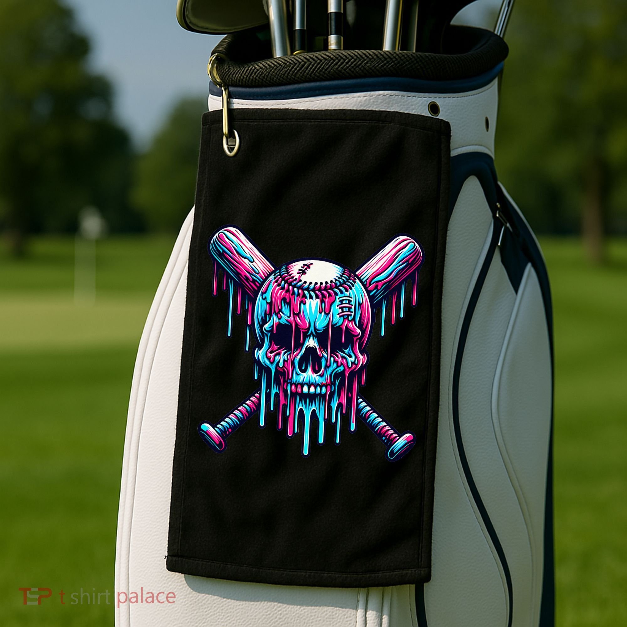 Baseball Skull Drip Baseball Drip Baseball Ice Cream Drip Golf Towel