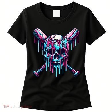Baseball Skull Drip Baseball Drip Baseball Ice Cream Drip Women's T-Shirt