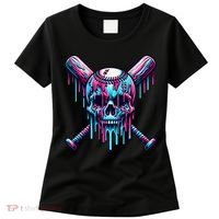 Baseball Skull Drip Baseball Drip Baseball Ice Cream Drip Women's T-Shirt thumb 0