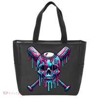 Baseball Skull Drip Baseball Drip Baseball Ice Cream Drip Tote Bag thumb 0