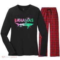 Bahamas Shark Diving Surfer Souvenir Gift Women's Long Sleeve Flannel Pajama Set  thumb 0