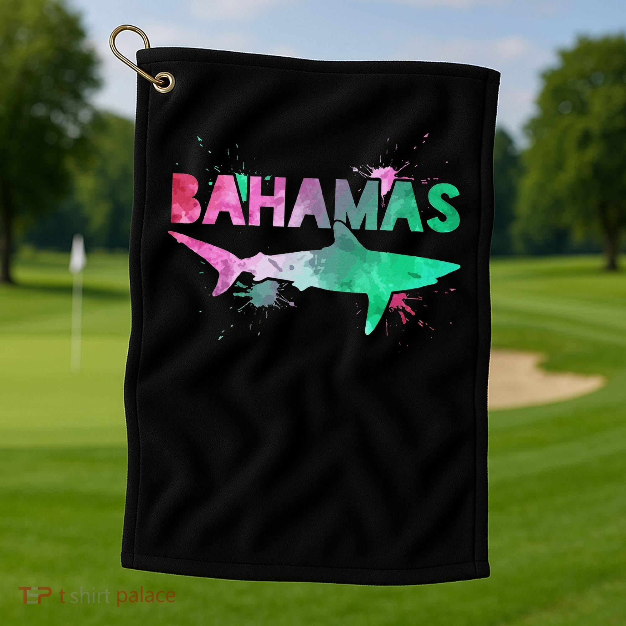 Bahamas Shark Diving Surfer Souvenir Gift Golf Towel