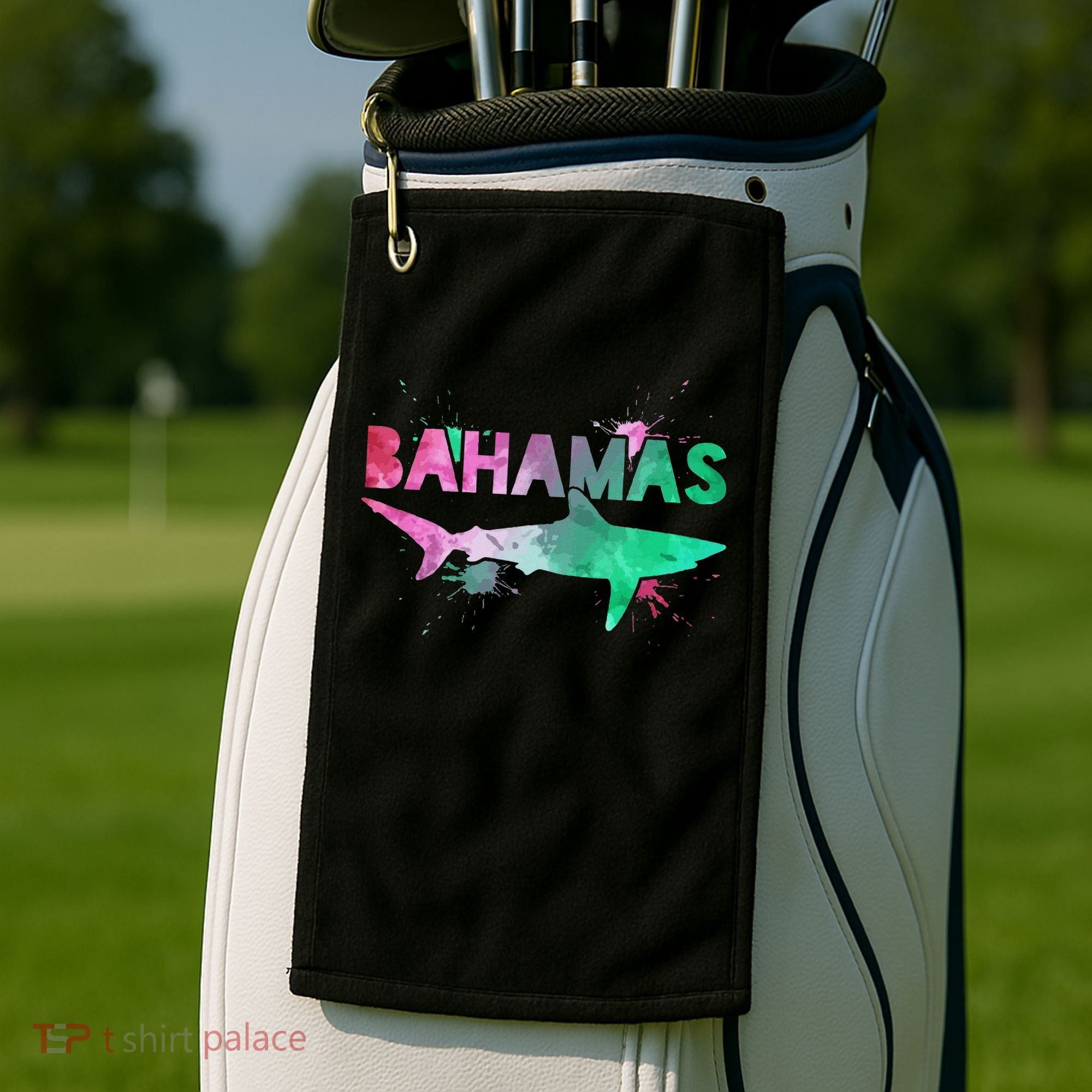 Bahamas Shark Diving Surfer Souvenir Gift Golf Towel
