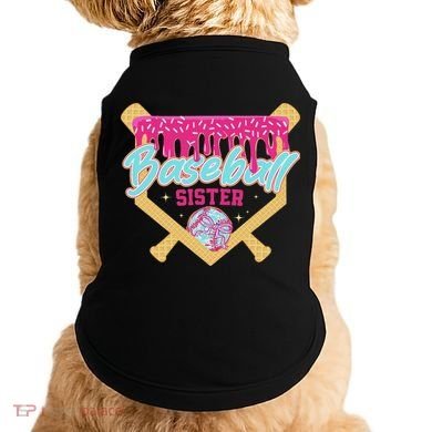 Baseball Sister Drip Ice Cream Baseball Game Day Doggie Tank