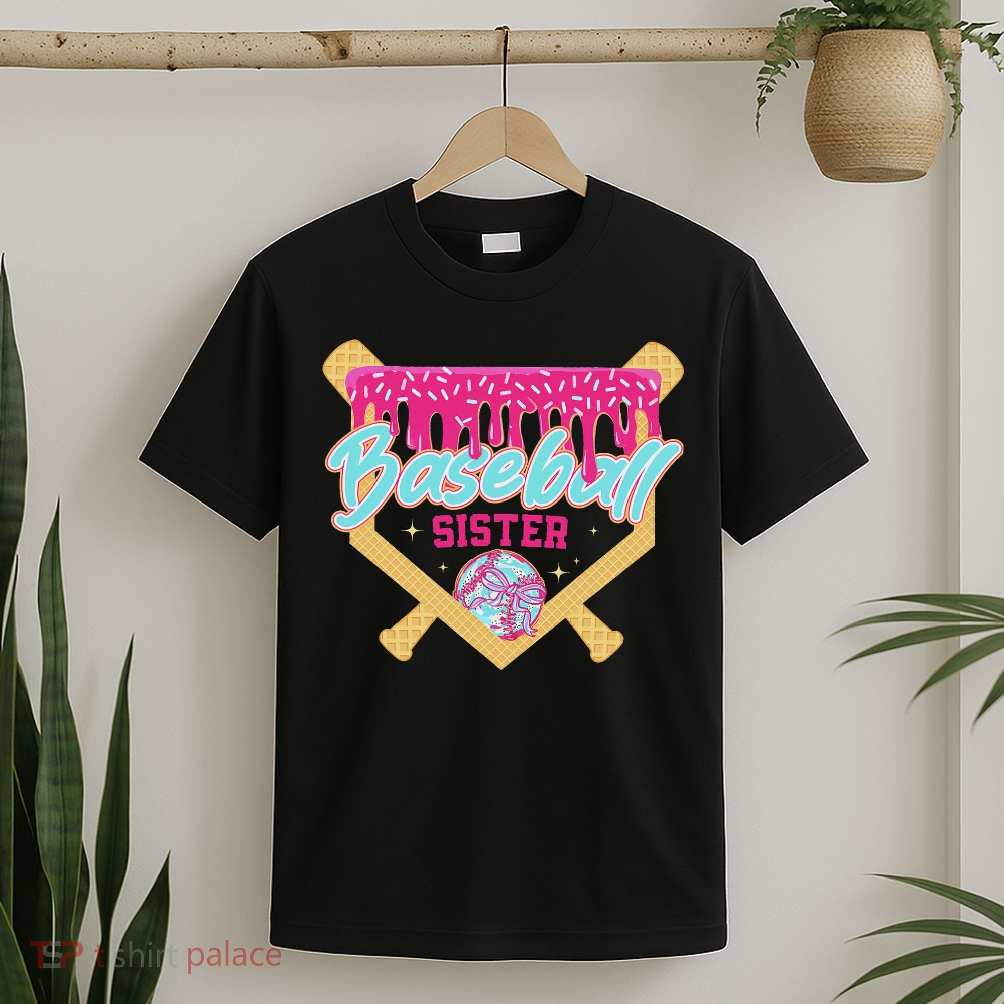 Baseball Sister Drip Ice Cream Baseball Game Day T-Shirt