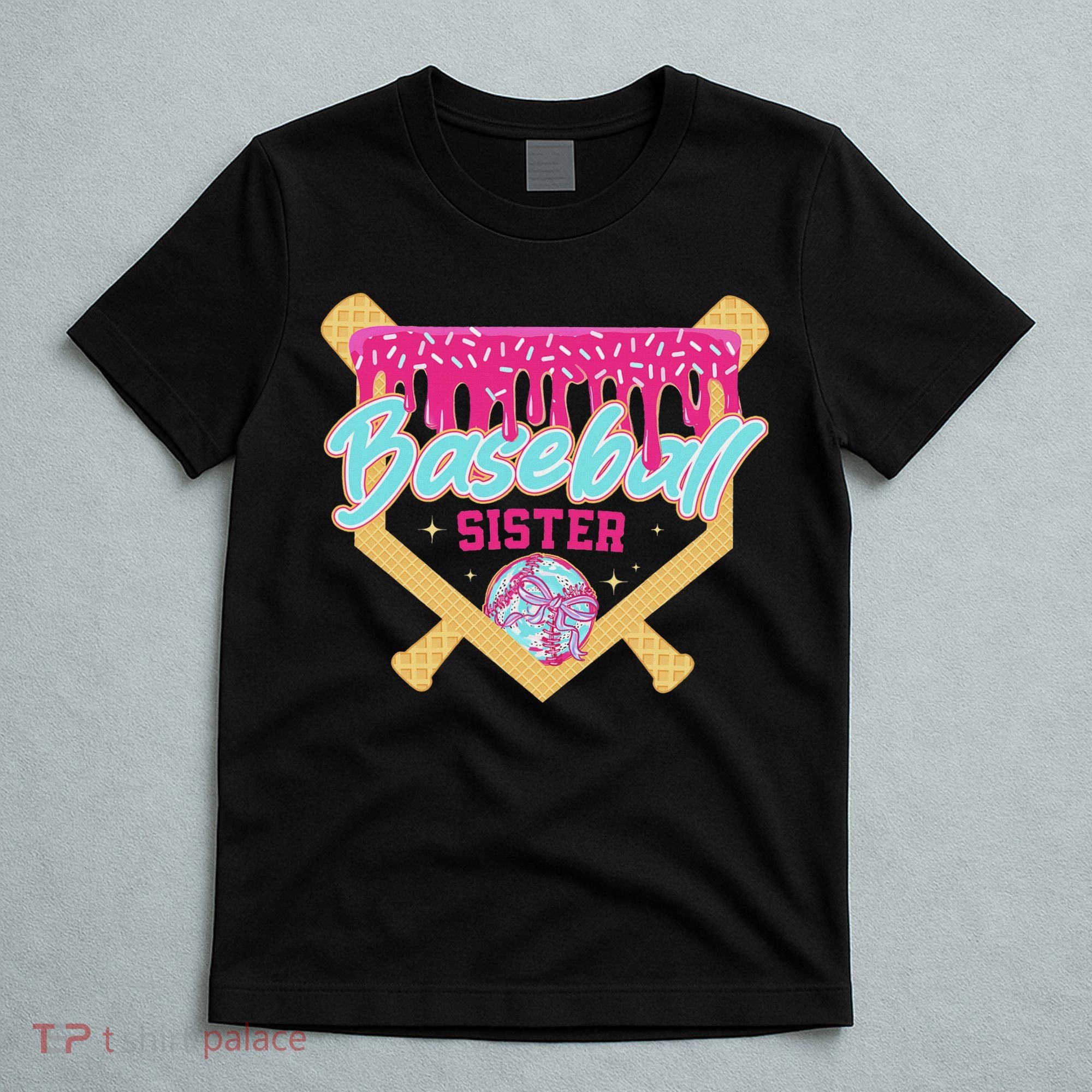 Baseball Sister Drip Ice Cream Baseball Game Day T-Shirt