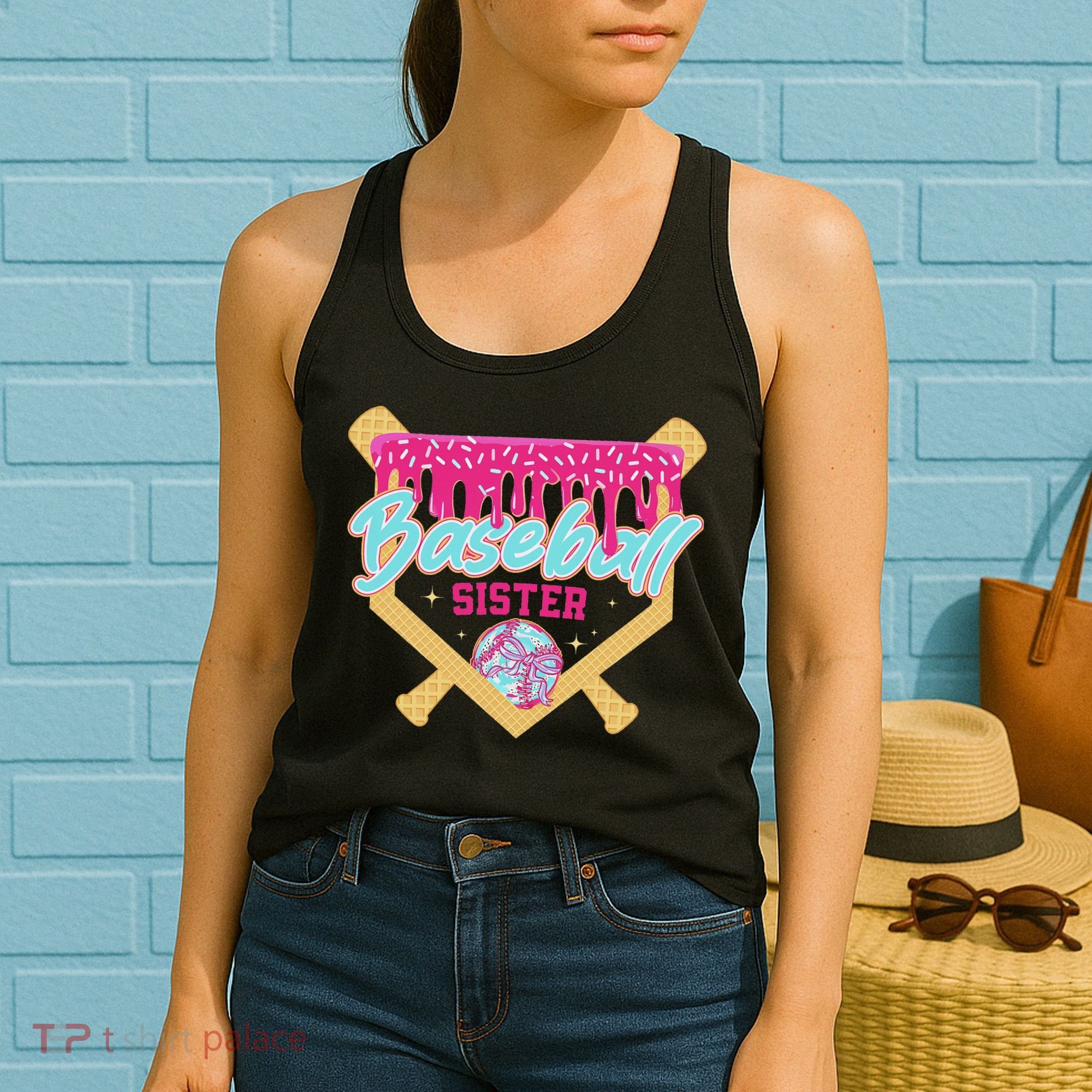 Baseball Sister Drip Ice Cream Baseball Game Day Women's Tank Top