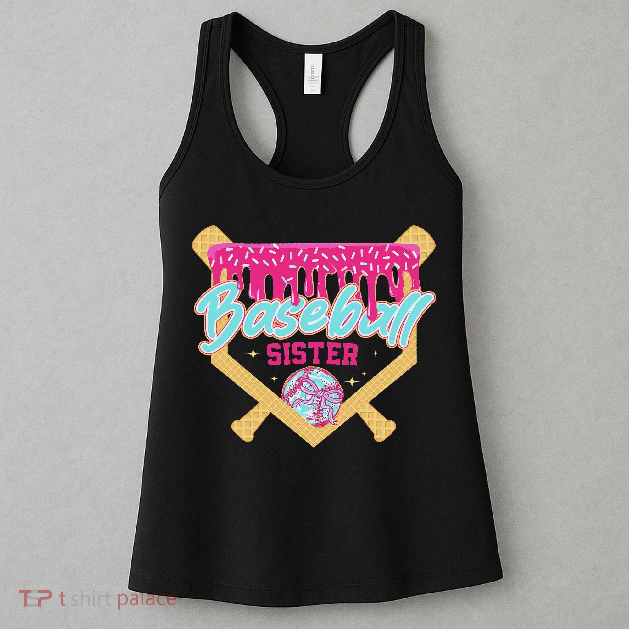 Baseball Sister Drip Ice Cream Baseball Game Day Women's Tank Top