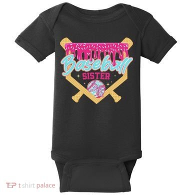 Baseball Sister Drip Ice Cream Baseball Game Day Baby Bodysuit