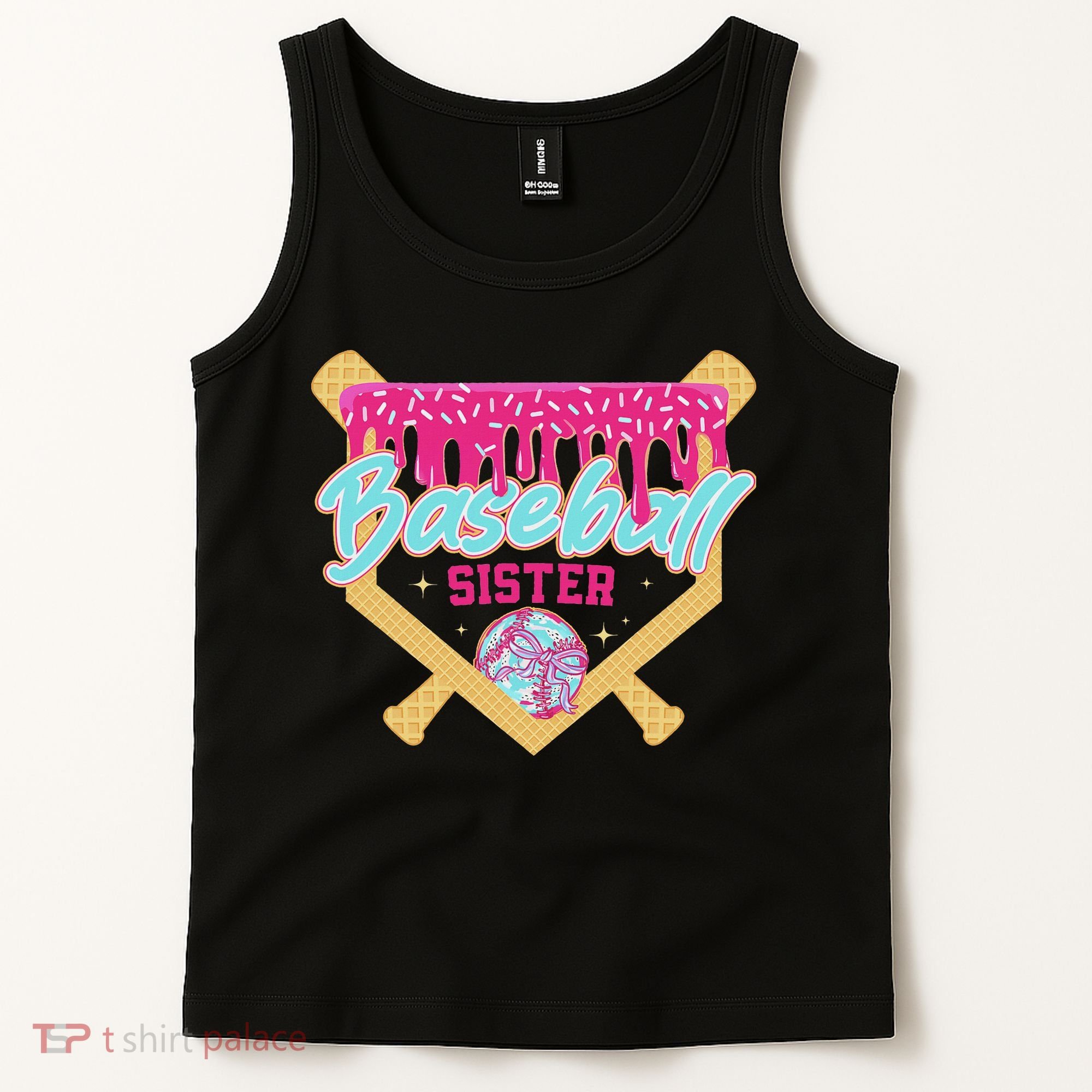Baseball Sister Drip Ice Cream Baseball Game Day Tank Top