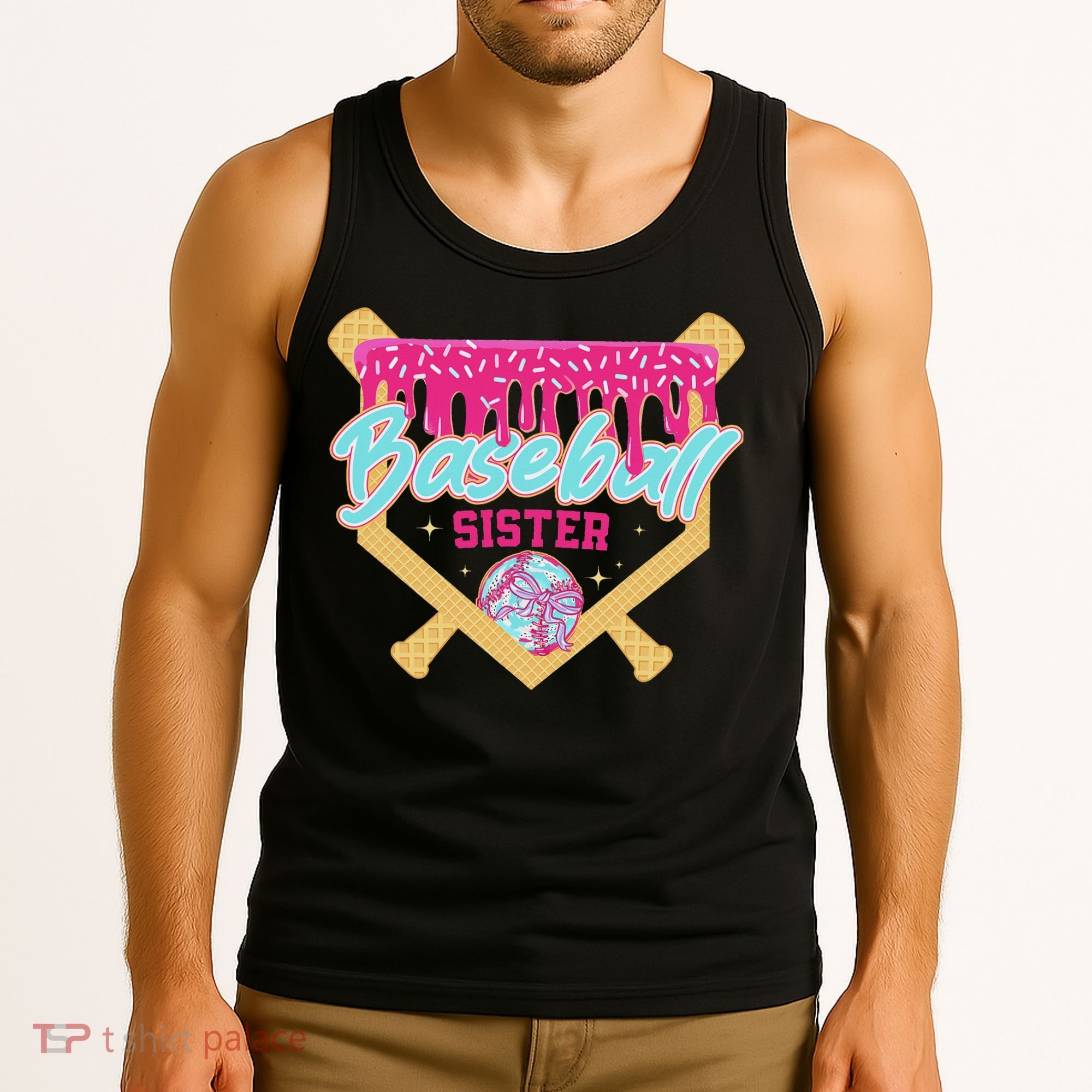 Baseball Sister Drip Ice Cream Baseball Game Day Tank Top