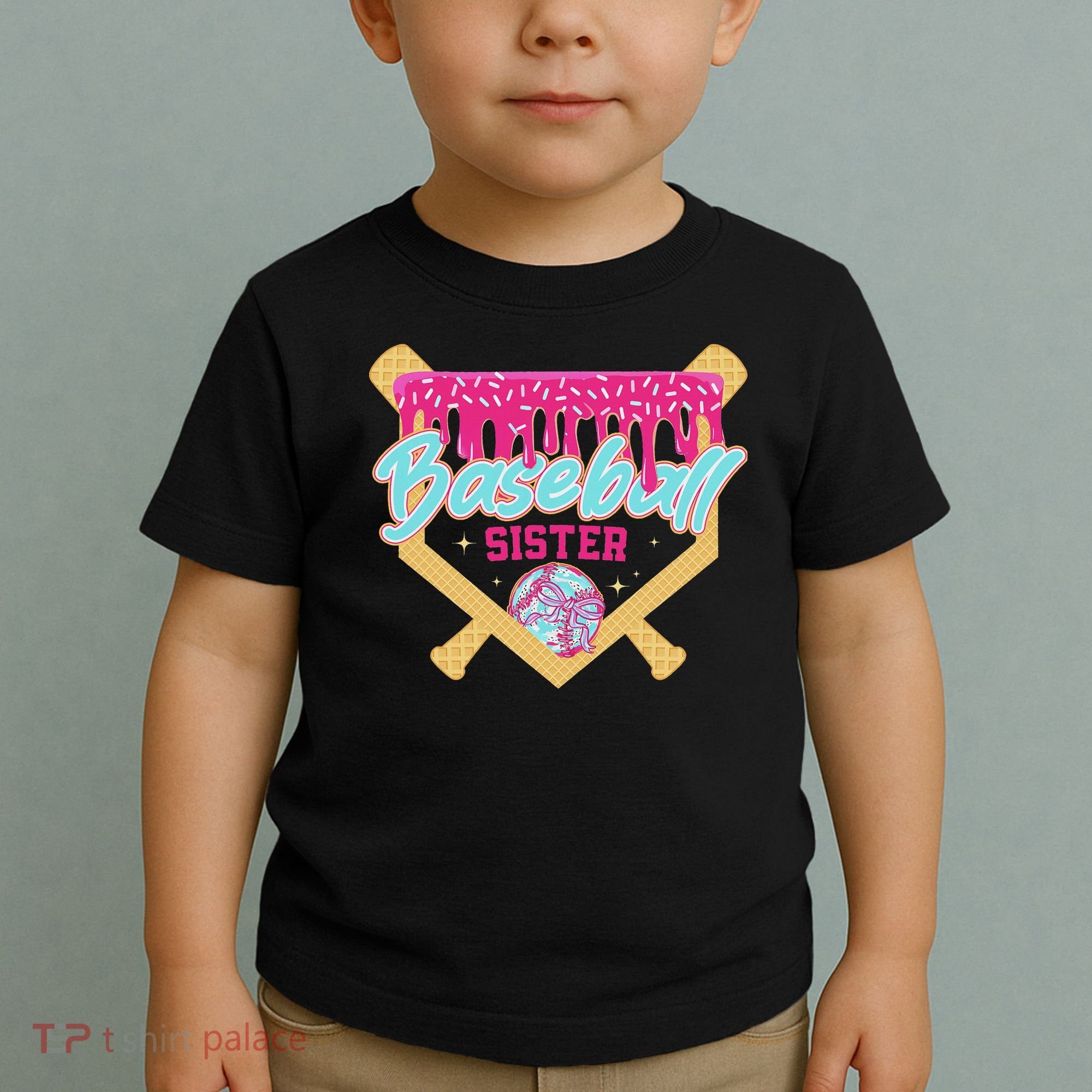 Baseball Sister Drip Ice Cream Baseball Game Day Toddler T-Shirt