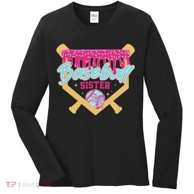 Baseball Sister Drip Ice Cream Baseball Game Day Women's Long Sleeve Shirt