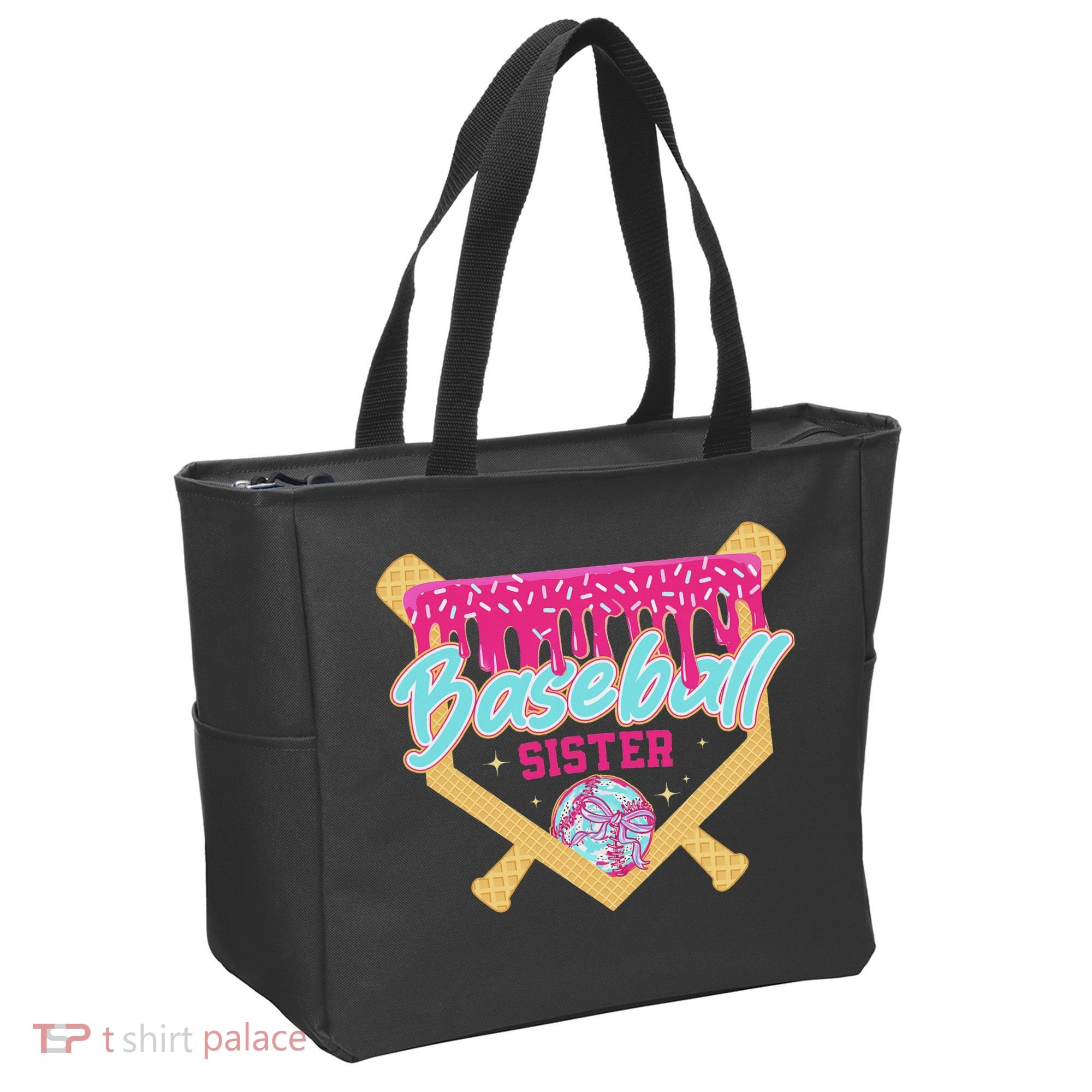 Baseball Sister Drip Ice Cream Baseball Game Day Tote Bag