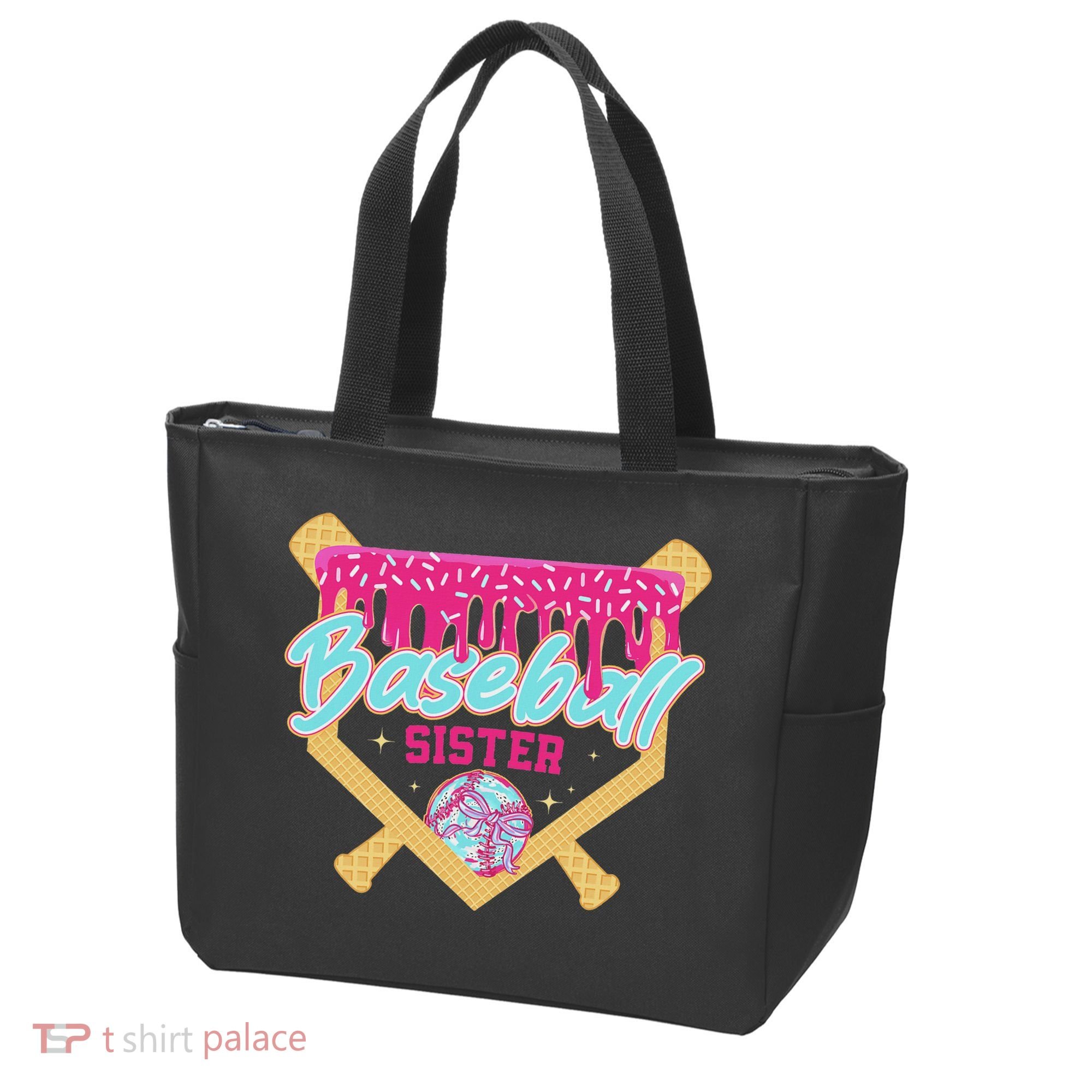Baseball Sister Drip Ice Cream Baseball Game Day Tote Bag