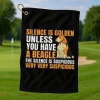 Beagle Scent Dog Hunting Pet Breeder Silence Is Golden Golf Towel thumb 1