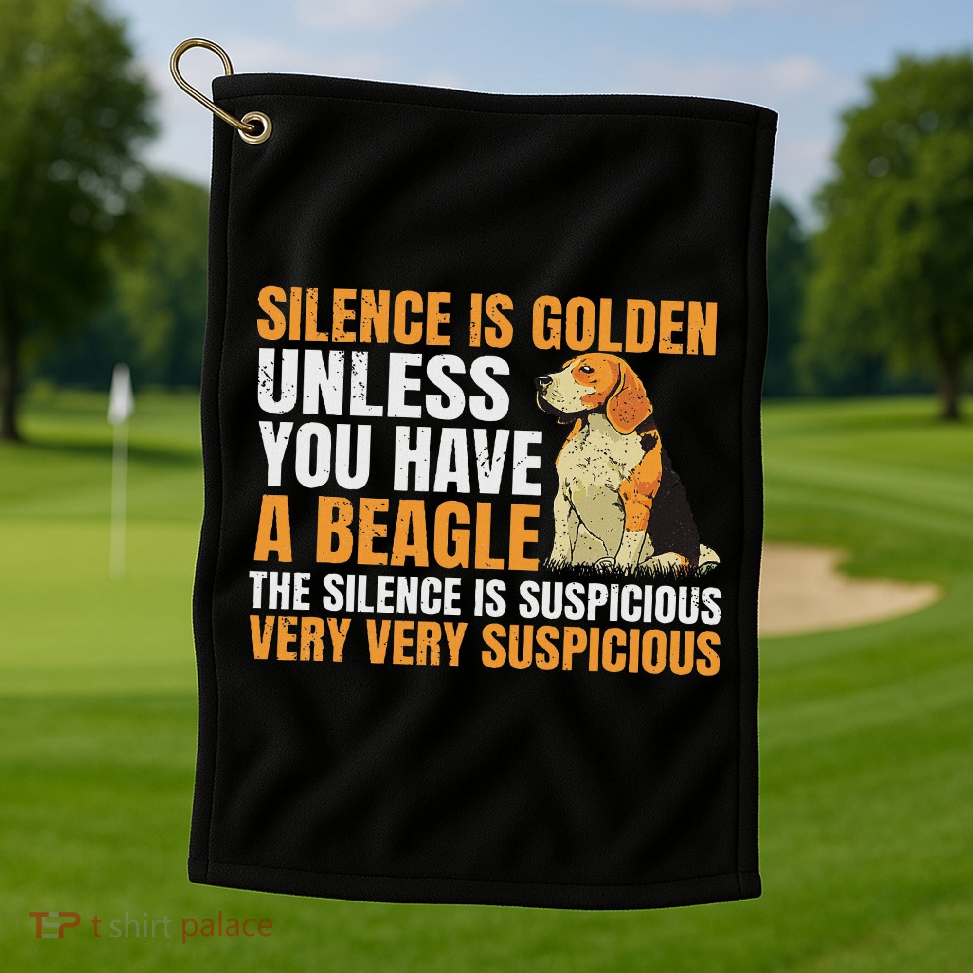 Beagle Scent Dog Hunting Pet Breeder Silence Is Golden Golf Towel