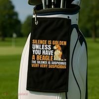 Beagle Scent Dog Hunting Pet Breeder Silence Is Golden Golf Towel thumb 2