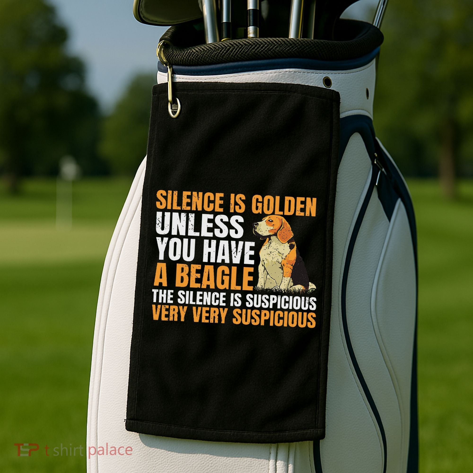 Beagle Scent Dog Hunting Pet Breeder Silence Is Golden Golf Towel