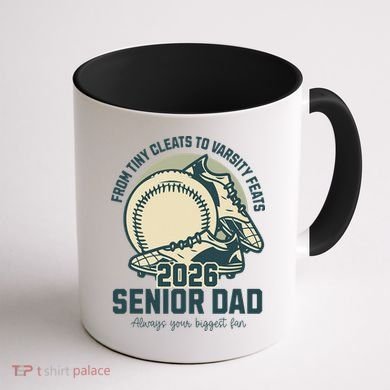 Baseball Senior Dad 2026 Tiny Cleats Varsity Feats Coffee Mug back