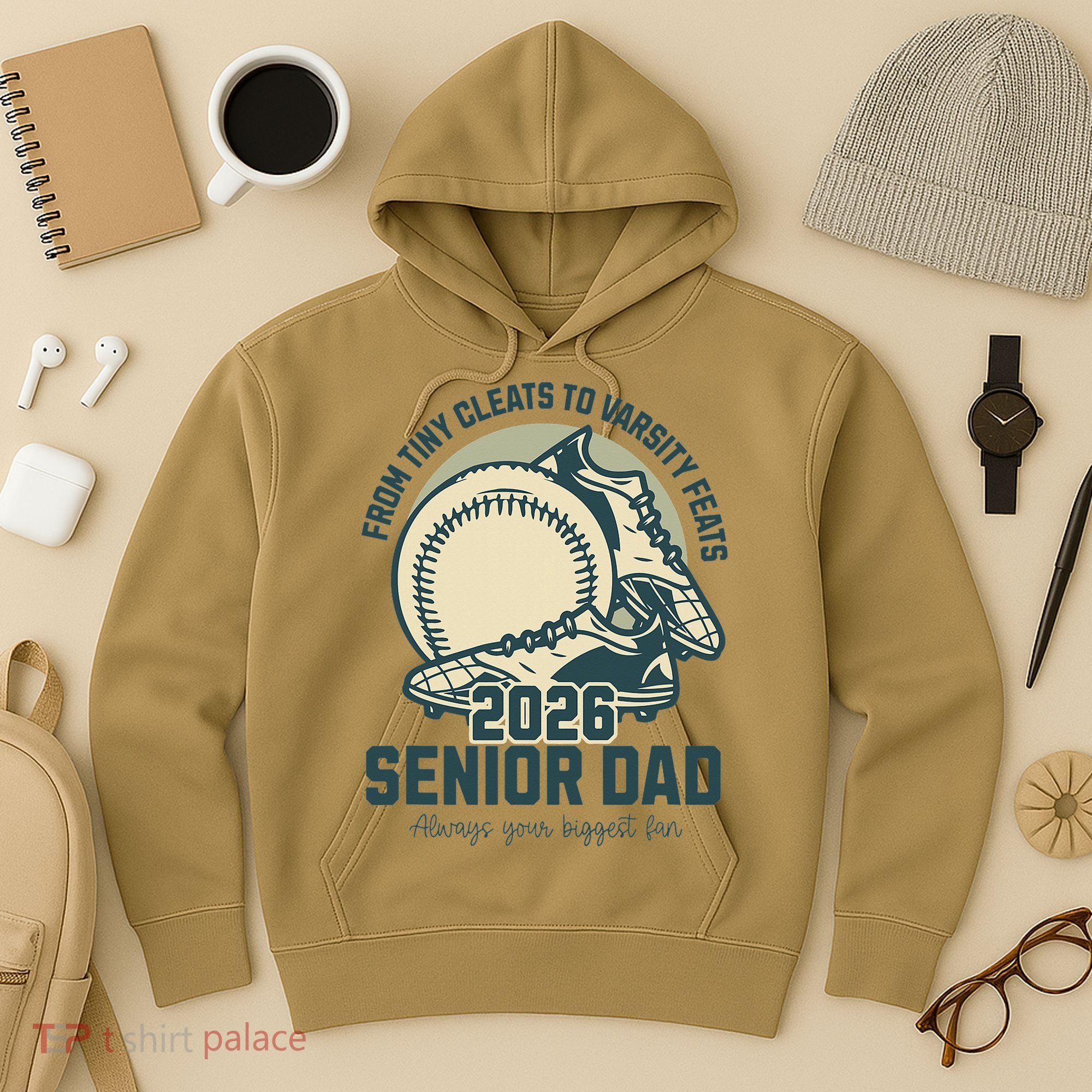 Baseball Senior Dad 2026 Tiny Cleats Varsity Feats Hoodie