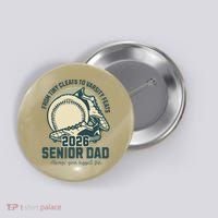 Baseball Senior Dad 2026 Tiny Cleats Varsity Feats Button thumb 0