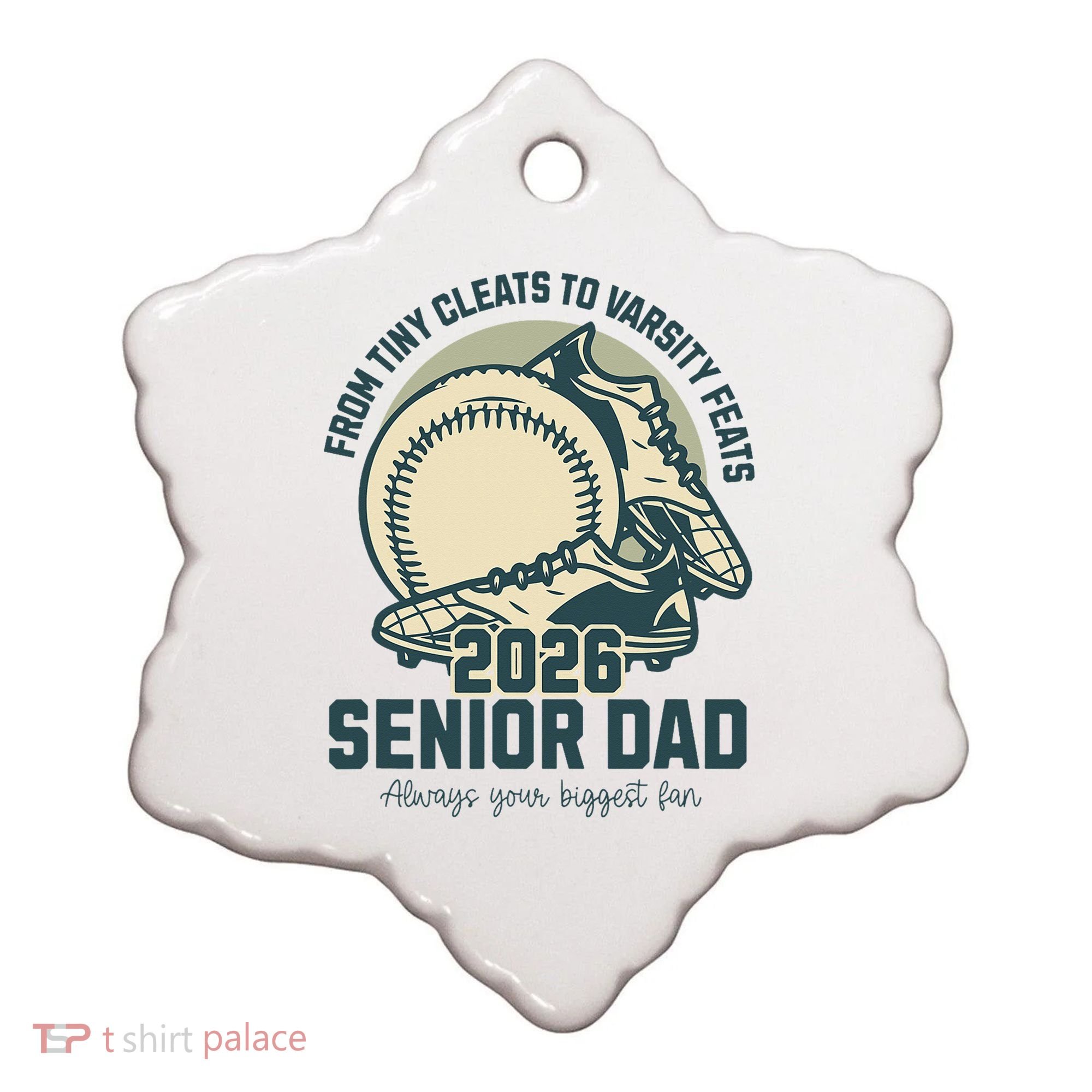 Baseball Senior Dad 2026 Tiny Cleats Varsity Feats Ceramic Ornament