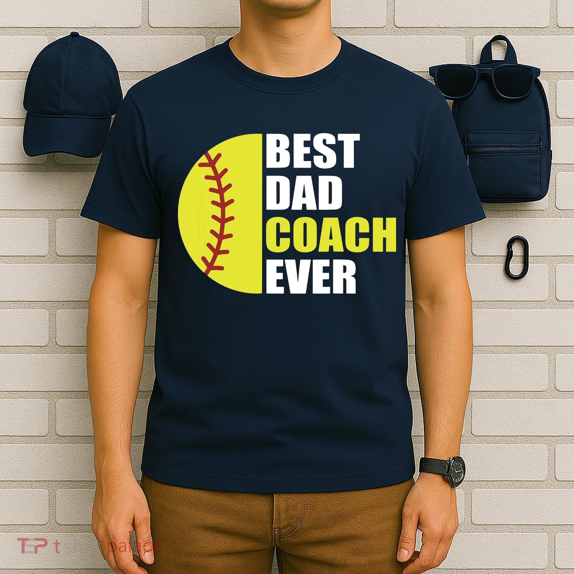 Best Softball Dad Coach Ever Fathers Day Softball Coach Dad T-Shirt