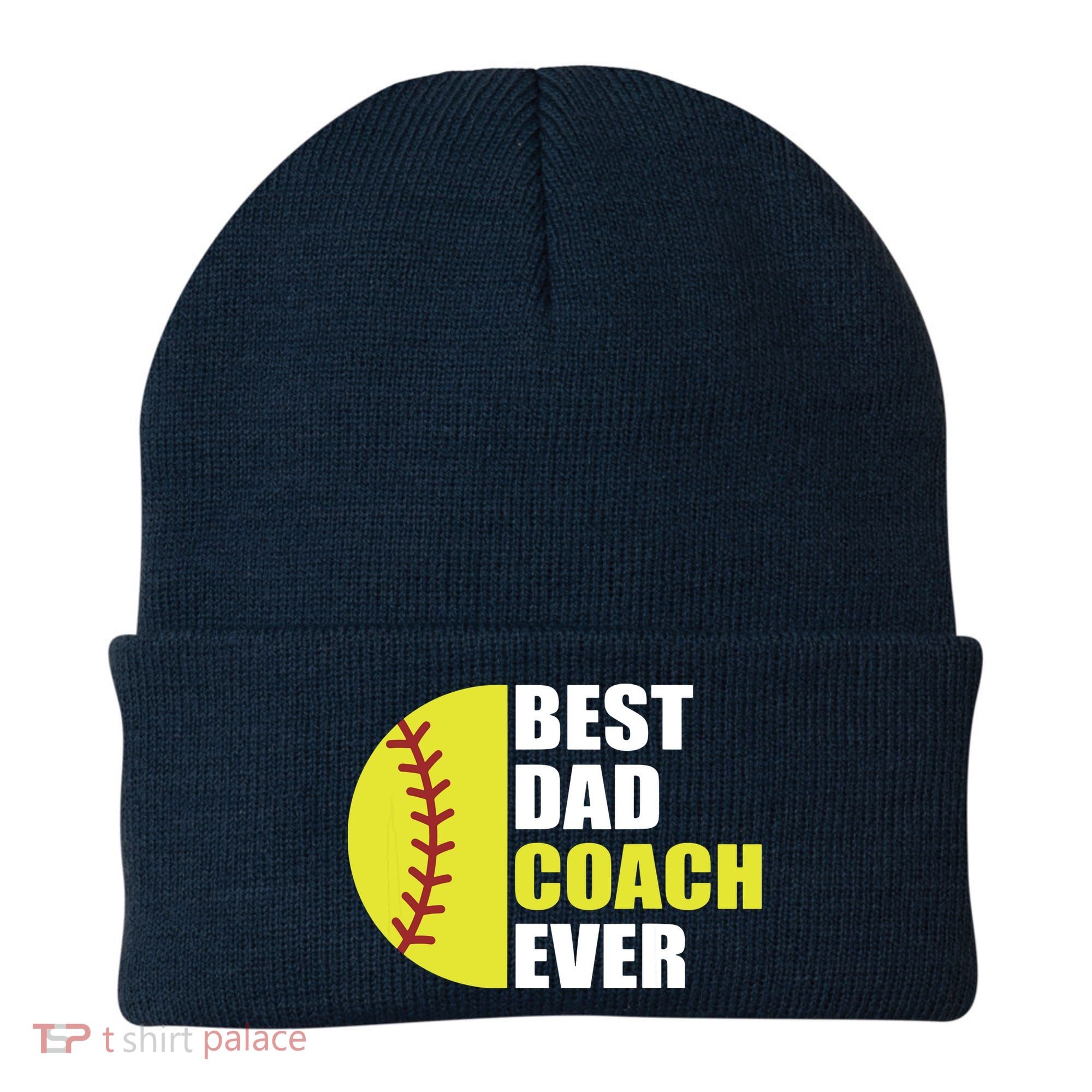Best Softball Dad Coach Ever Fathers Day Softball Coach Dad Beanie