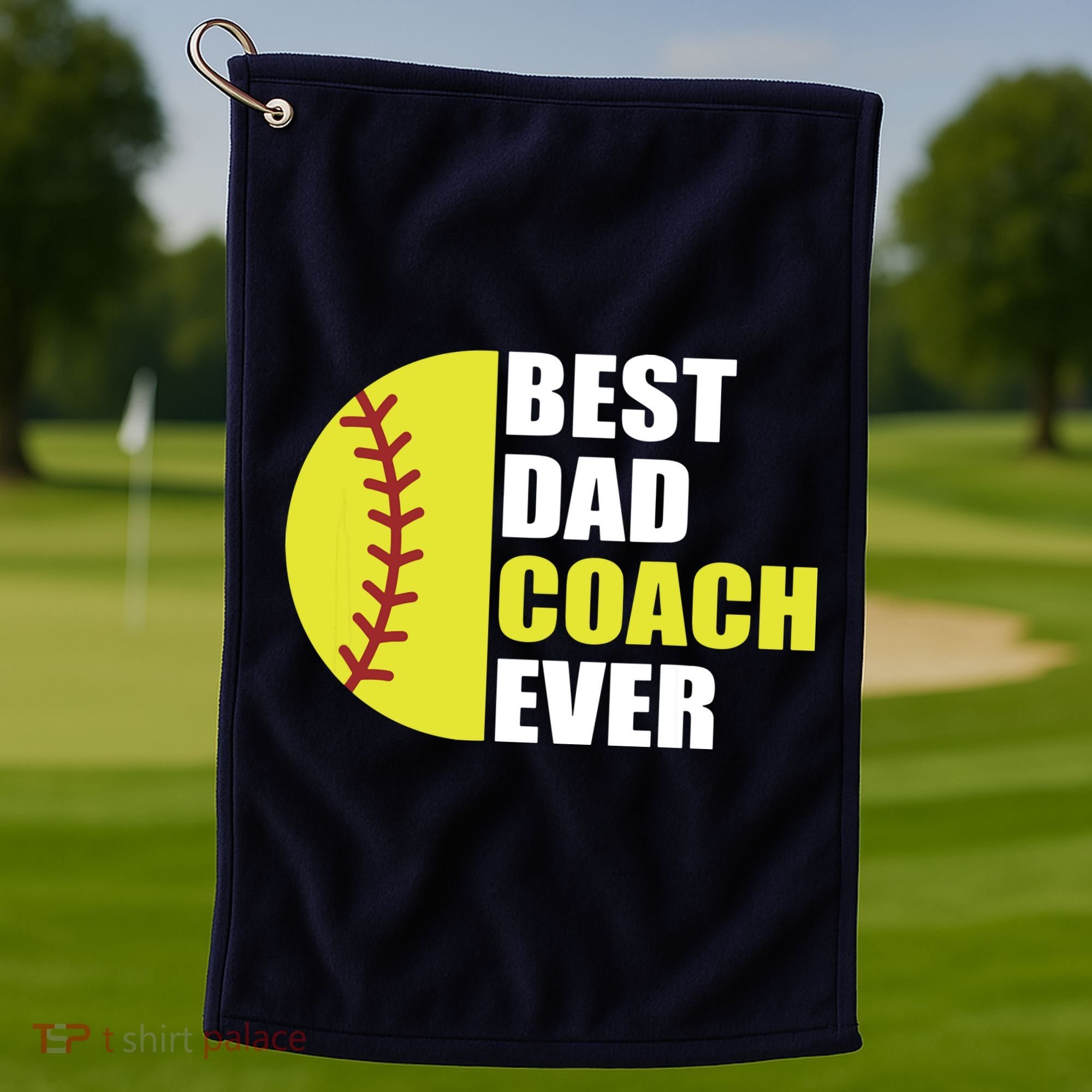 Best Softball Dad Coach Ever Fathers Day Softball Coach Dad Golf Towel