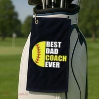 Best Softball Dad Coach Ever Fathers Day Softball Coach Dad Golf Towel thumb 2