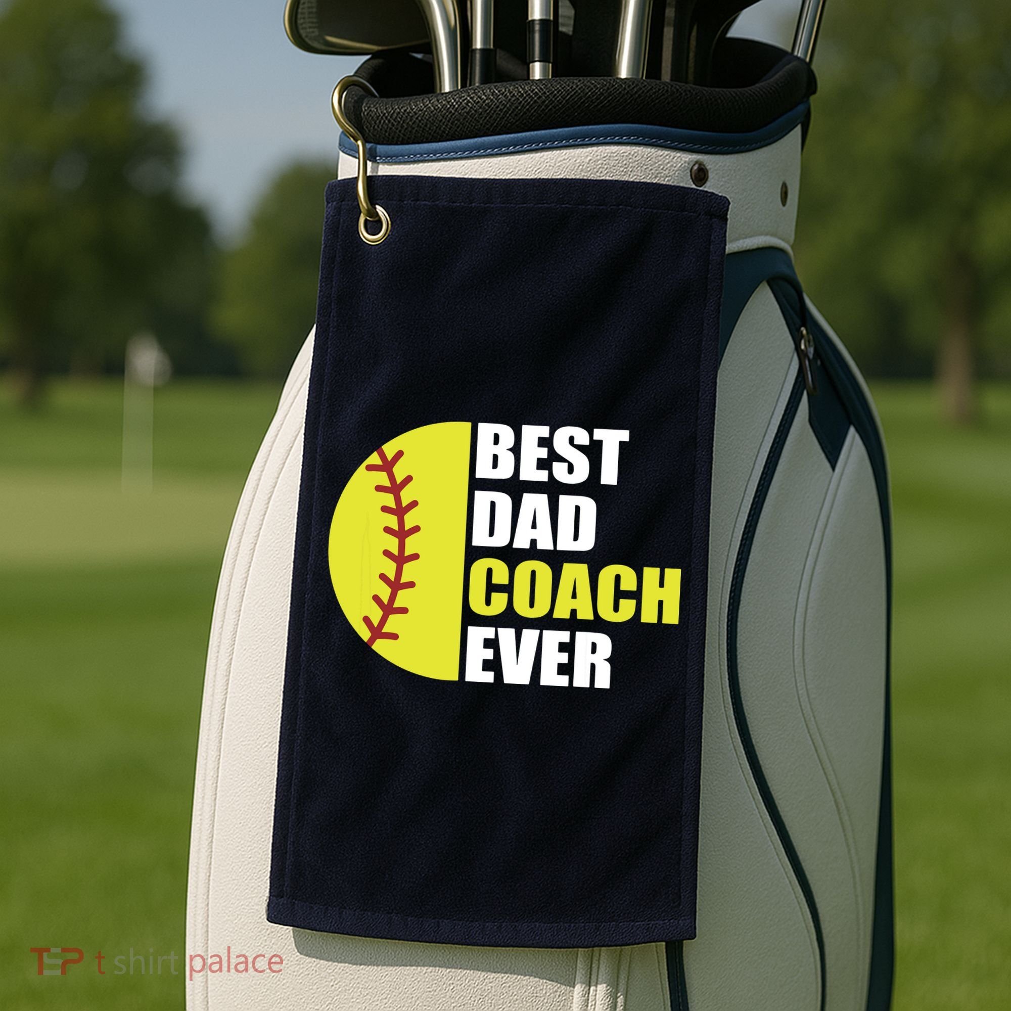 Best Softball Dad Coach Ever Fathers Day Softball Coach Dad Golf Towel