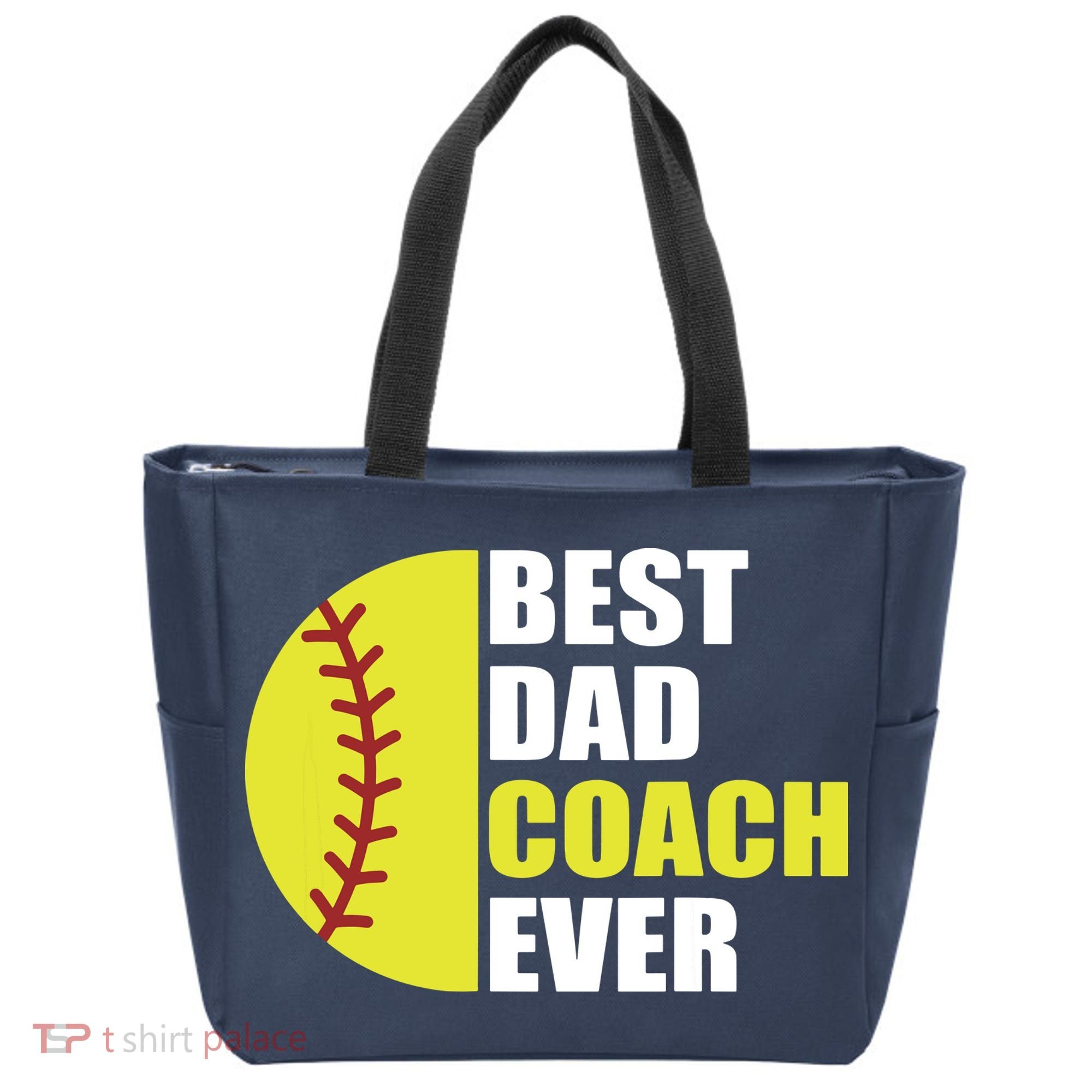 Best Softball Dad Coach Ever Fathers Day Softball Coach Dad Tote Bag