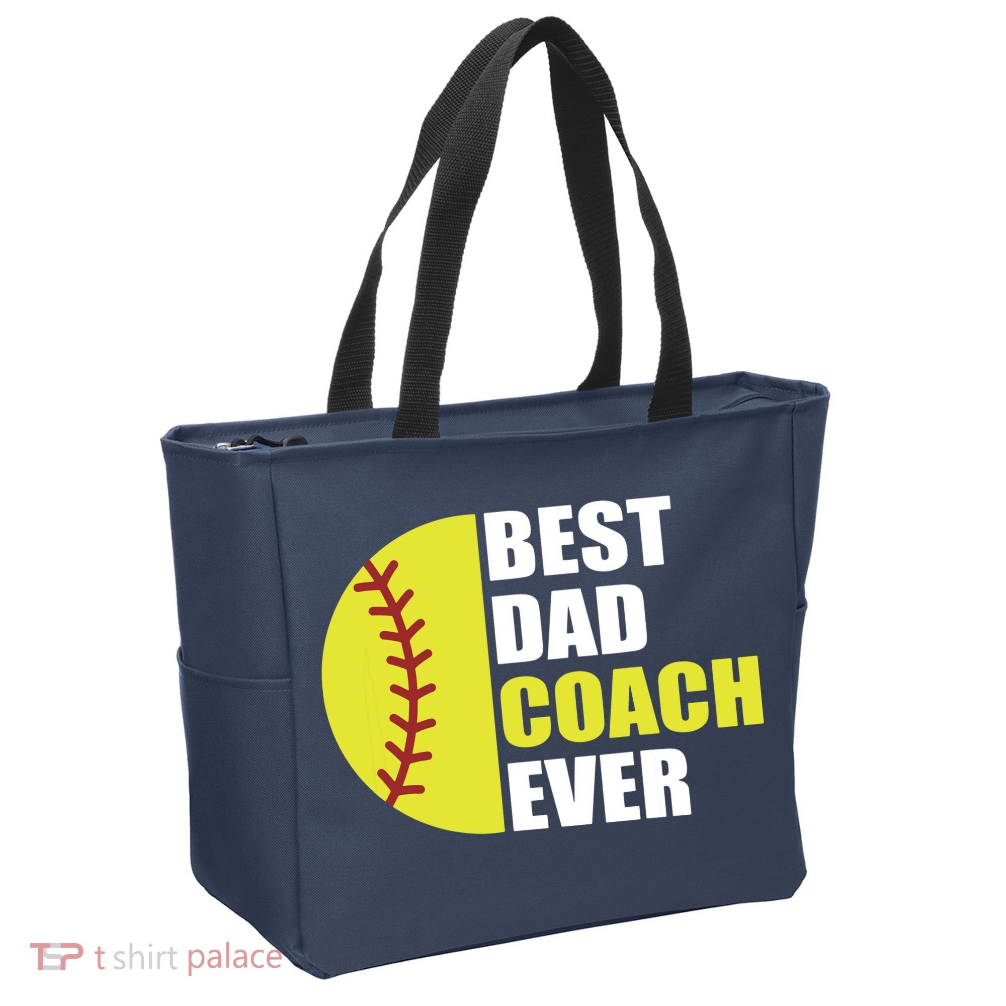 Best Softball Dad Coach Ever Fathers Day Softball Coach Dad Tote Bag