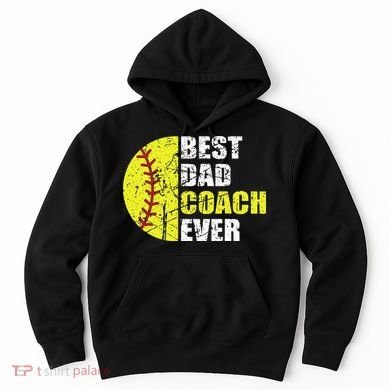 Best Softball Dad Coach Ever Retro Father Softball Coach Dad Hoodie