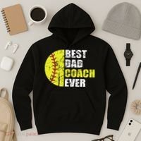Best Softball Dad Coach Ever Retro Father Softball Coach Dad Hoodie thumb 3