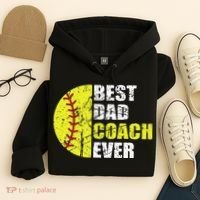 Best Softball Dad Coach Ever Retro Father Softball Coach Dad Hoodie thumb 4
