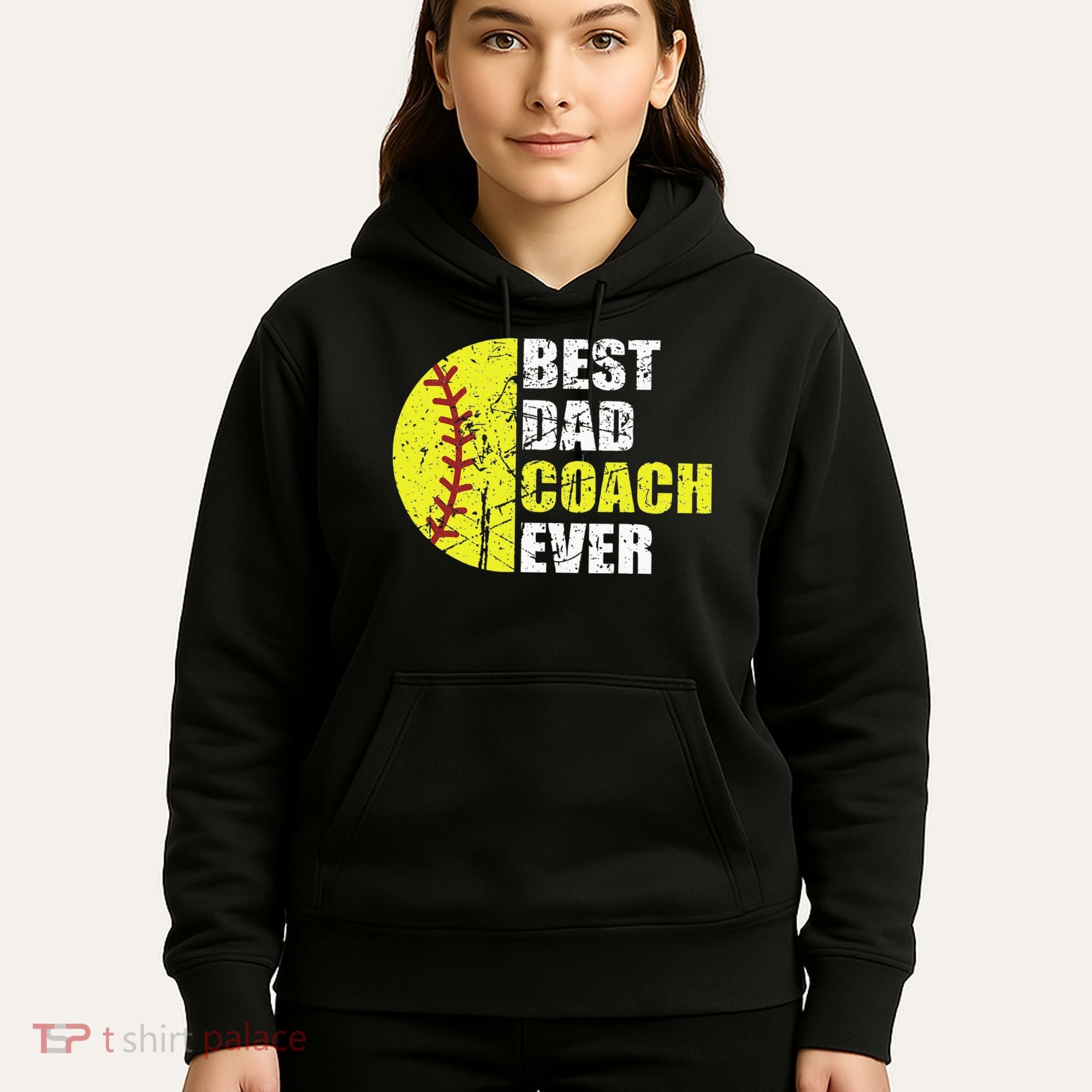 Best Softball Dad Coach Ever Retro Father Softball Coach Dad Hoodie