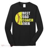 Best Softball Dad Coach Ever Retro Father Softball Coach Dad Long Sleeve Shirt thumb 0